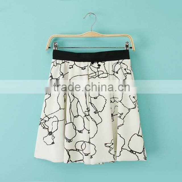 Floral Print Tutu Skirt Women Bottom A Line Latest Lady Chiffon Wrinkle Skirt