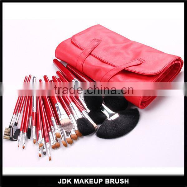 15pcs Luxury Make up Brush Set with PU leather Pouch Short Handle Cosmetic Brush Set with Goat Hair