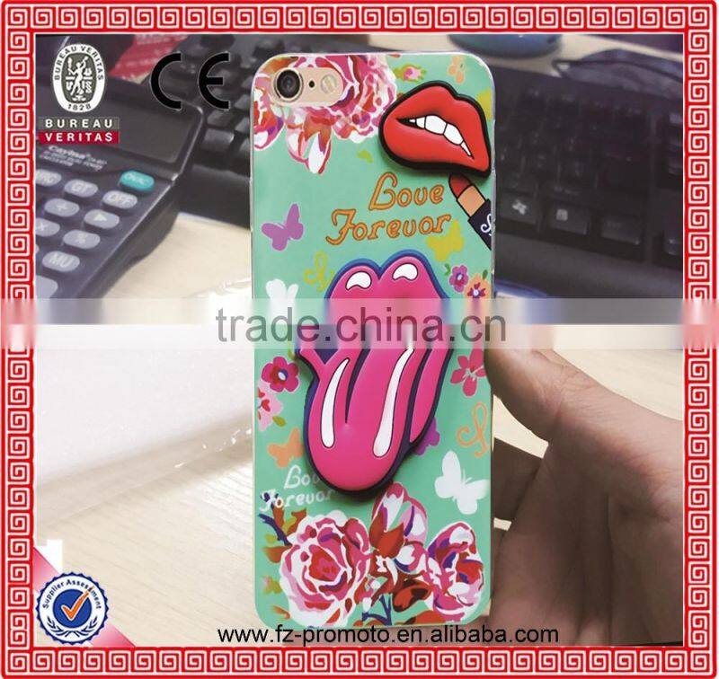 Fashion Brand Red Lips Dots Flowers MJ Soft TPU Plastic Phone Case Cover For iPhone 6 4.7inch