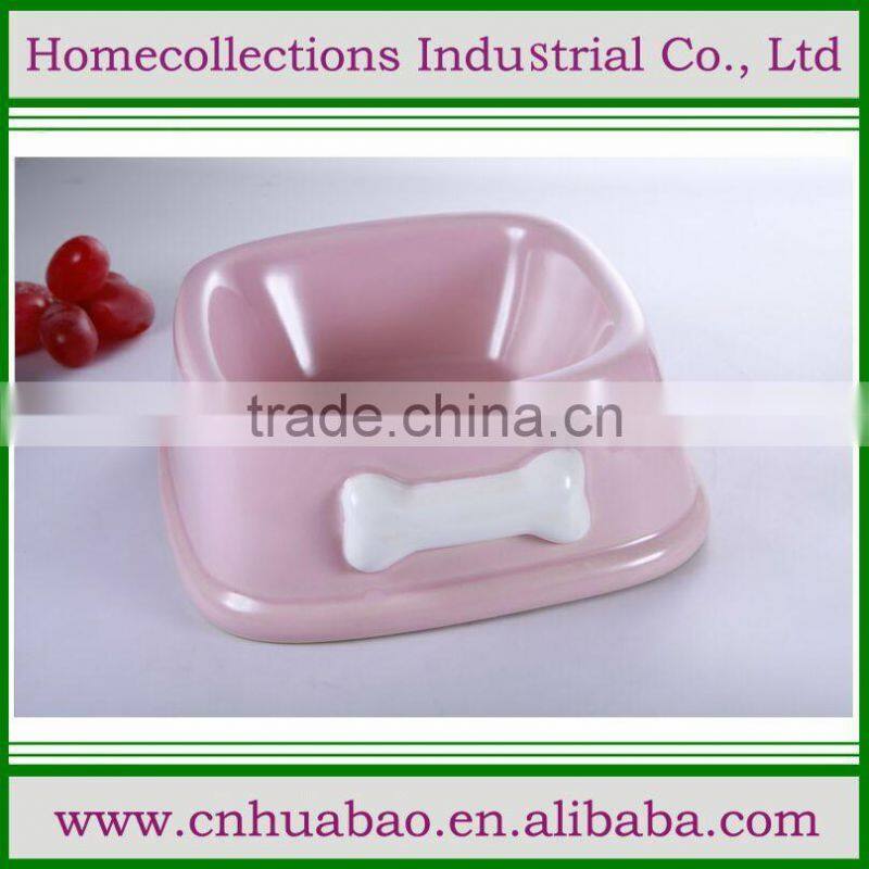 Hot sale round shape ceramic pet bowl ,pet feeder bowl with bone printed pet accessories wholesale china