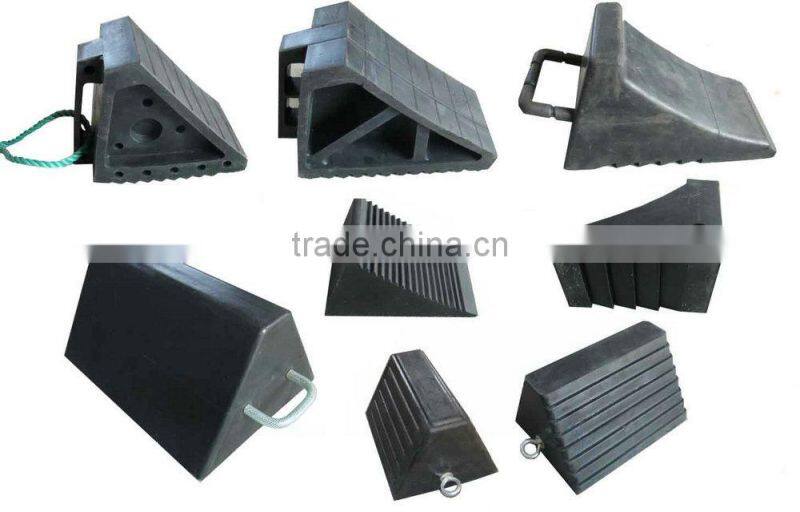 Rubber wheel chock in parking equipment