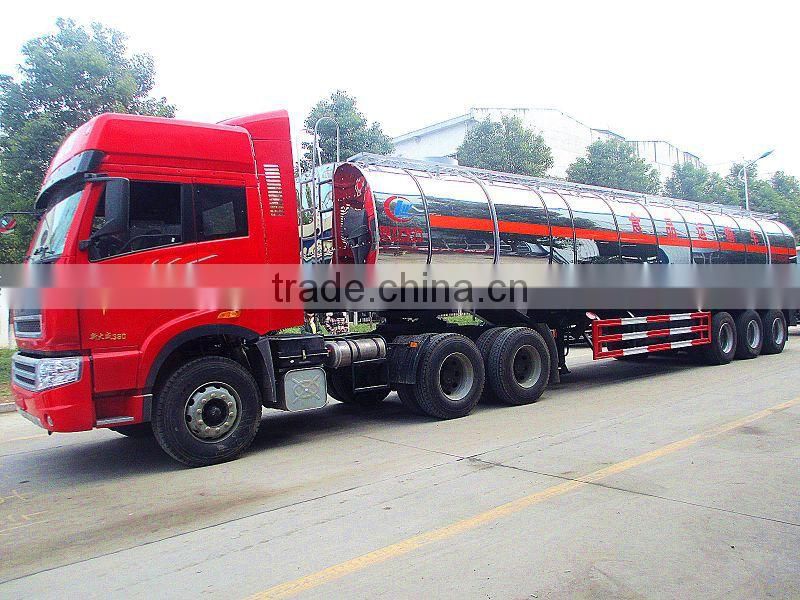 3 alxes 40000 liters milk transportation semi-trailer truck, stainless steel milk tanker truck