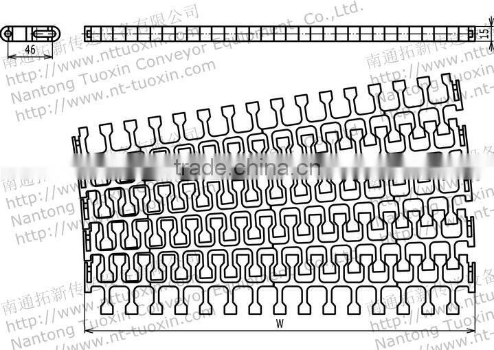 2400B Radius Flush Grid Plastic Conveyor Belt Modular Belting