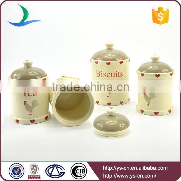 2015 ceramic cock decal tea jars ,Storage Jars factory