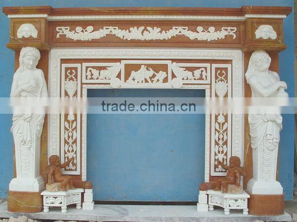 Hot sale green color marble electric fireplace mental