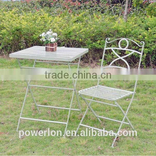 Wrought iron stylish light green square coffe table patio set