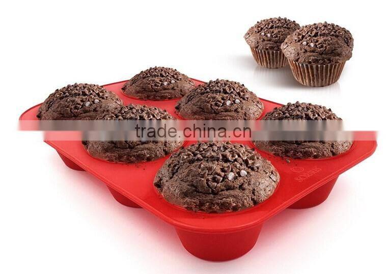 6 Cavity Silicone Jumbo Muffin Baking Pan