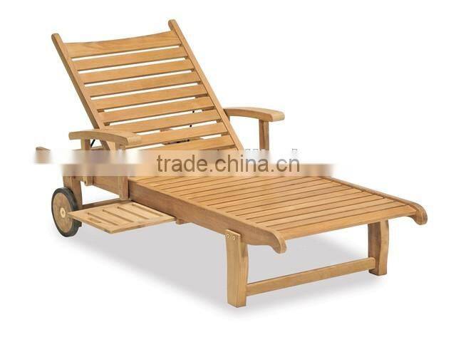 Assembling outdoor wood chaise lounge wooden pool sun loungers with wheels
