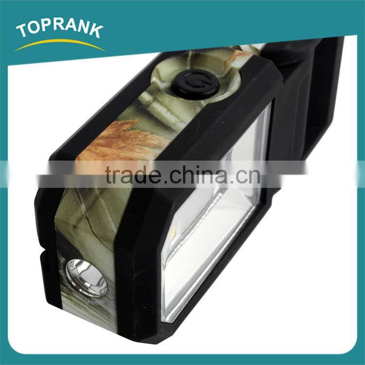 Outdoor super bright camouflage printed flat magnetic flashlight with hook