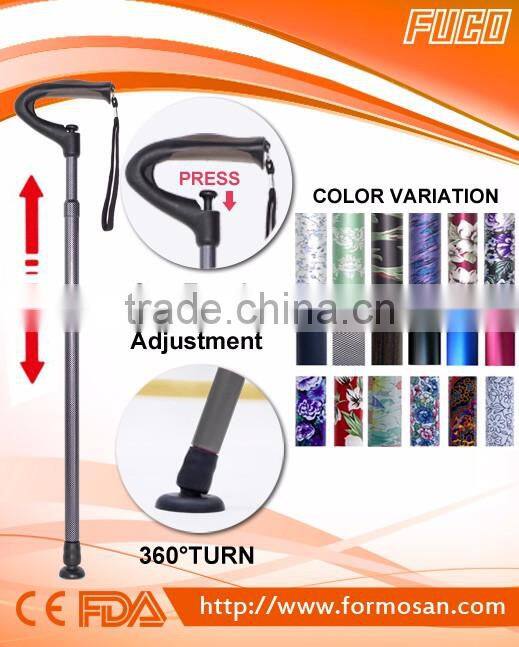 ONE TOUCH STEPLESS ADJUSATBLE WALKING CANE 'MIT'