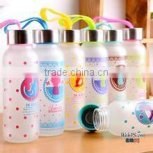 clear Eco-friendly glass water drinks bottle with stainless steel lid