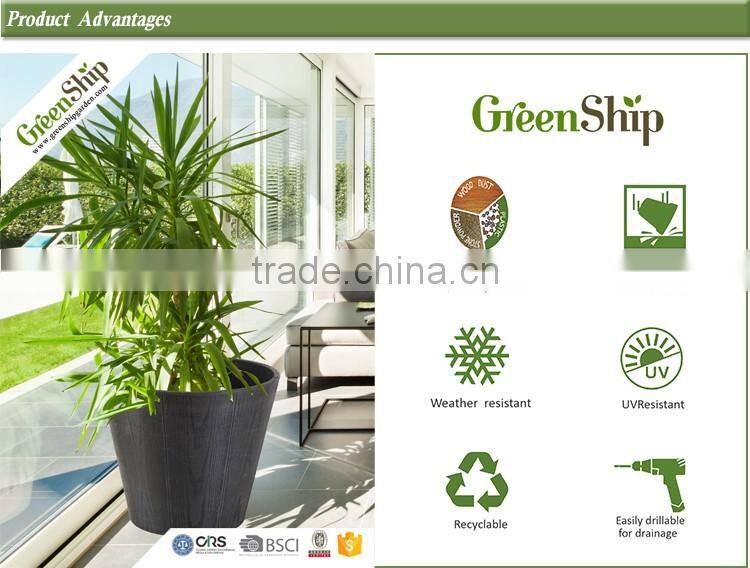 Decorative Artificial Wooden Flower Pot for Room Decoration/Outdoor/Indoor Garden pr/lightweight/strudy and durable/eco-friendly