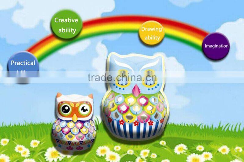 factory new design DIY free coloring ceramic owl candle holder