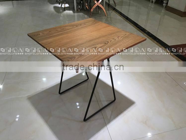 Rustic Coffee Table Natural Walnut Finished Wood Top Black Steel Metal Base TA-828L TA-828S