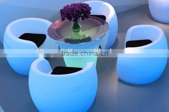 2 Years warranty fashion beautiful design plastic LED sofa & table with 16 colors change by remote control