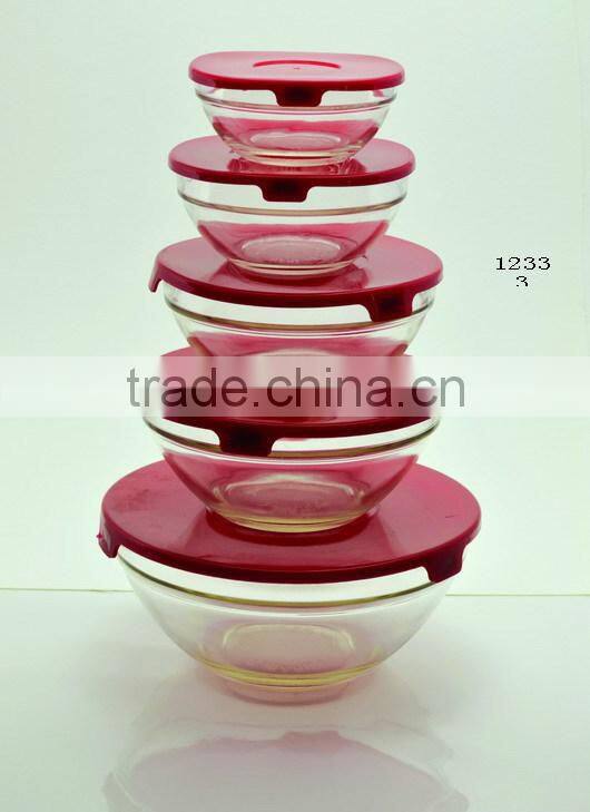 durable transparent glass food storage bowl