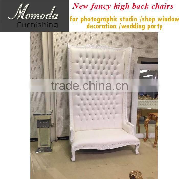High Back Wing Chair in Upholstered Luxurious Tufted Beige Velvet