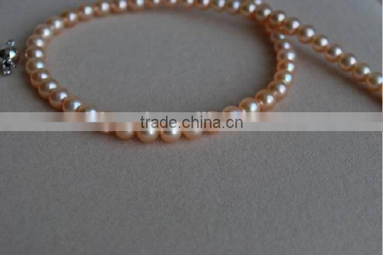 high quality 8-9mm pink round freshwater pearl strand