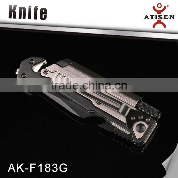 Top Quality Tactical Folding Knife 3Cr13+Aluminium Camping Knife With LED Car Glass Breaker Belt Cutter Fire Start Tools