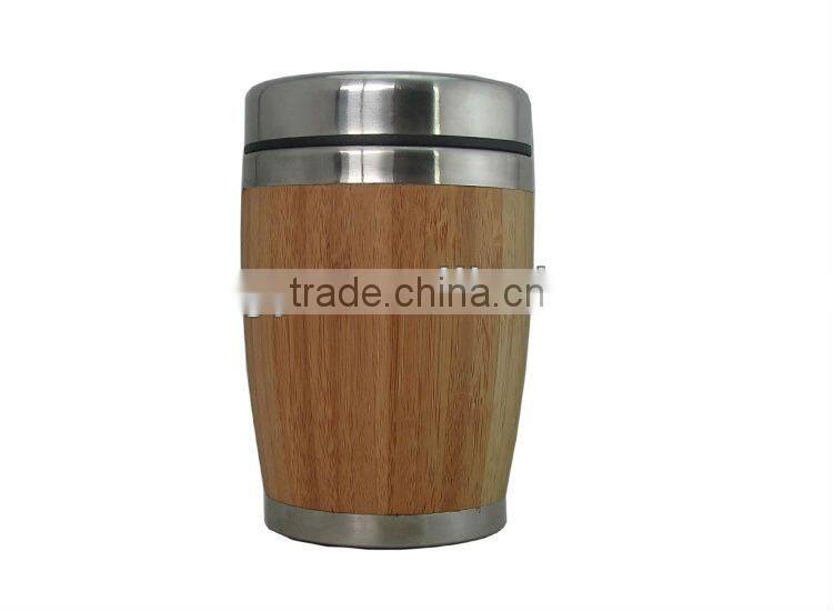 Green style eco friendly stainless steel and bamboo tea mug/water mug