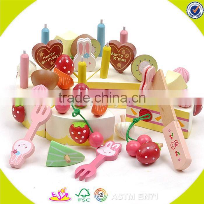 wholesale baby wooden cutting cake toy, elegant style kids wooden cutting cake toy, colorful wooden cutting cake toy W10B103