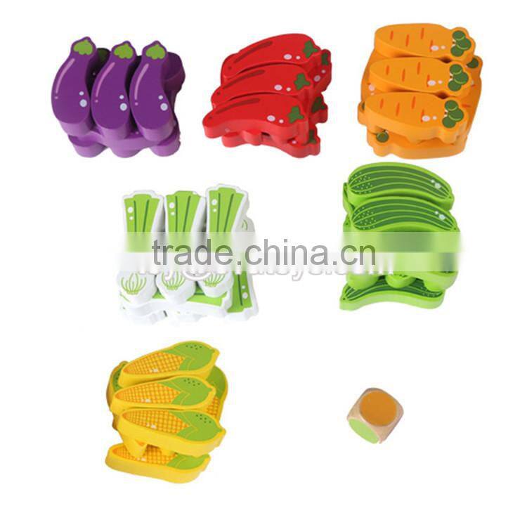 New design cartoon fruit children wooden stacking toys W13D078