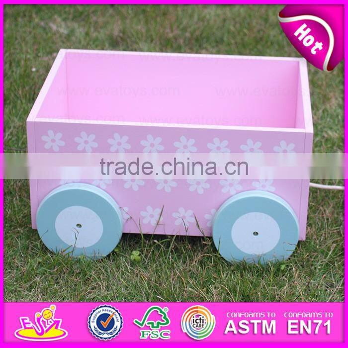 2017 new products girls pink wooden storage bins W08C175