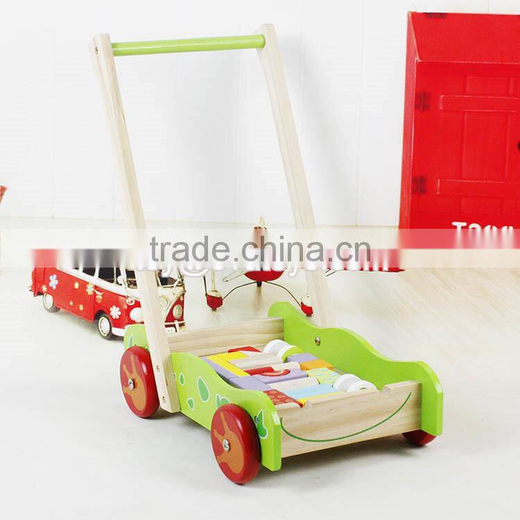 wholesale educational wooden baby activity walker funny toys wooden baby activity walker with building blocks W16E076