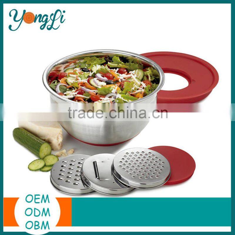 Hot Sales Eco-Friendly Non-Slip Mixing Silicon Stainless Steel Salad Bowl