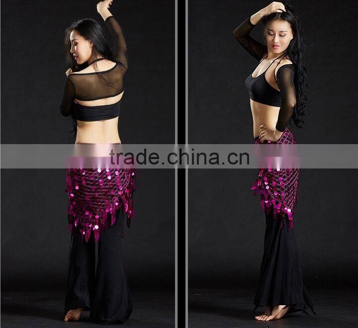 Tribal triangle crochet sequin hip shawl triangle belly dance hip scarf