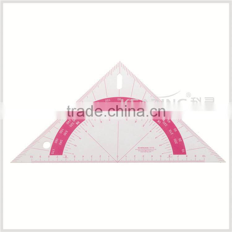 Kearing Chinese Manufactur plastic triangle grading rulerwith protractor # T010