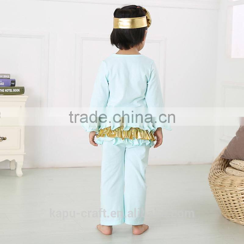 Halloween clothing sets pumpkin top and chevron ruffle pant clothing sets wholesale children boutique clothing sets