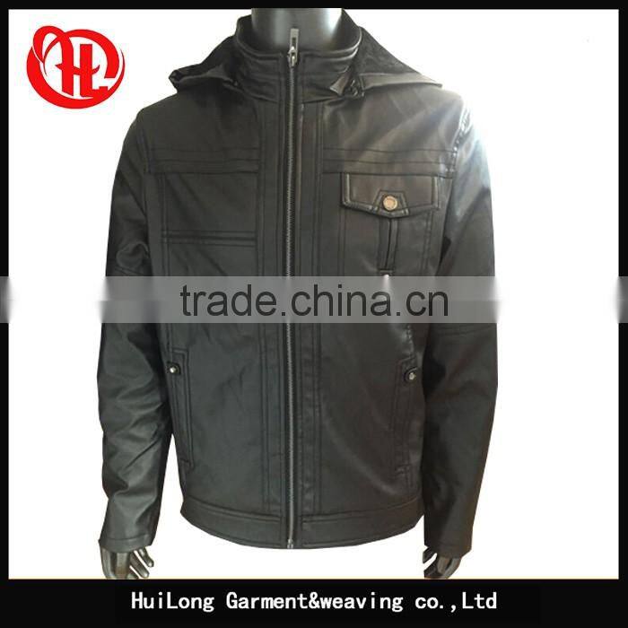 Black pu leather jacket men winter jacket pu leather coat