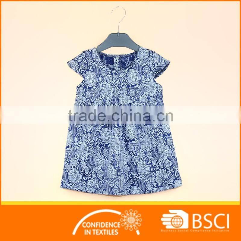 2017 nice Elegant Blue Floral Girl Baby Jacquard Dress