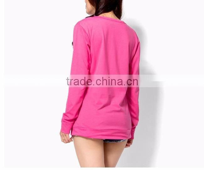 Lady t-shirt ,long sleeve t shirt , round neck t shirt for young lady