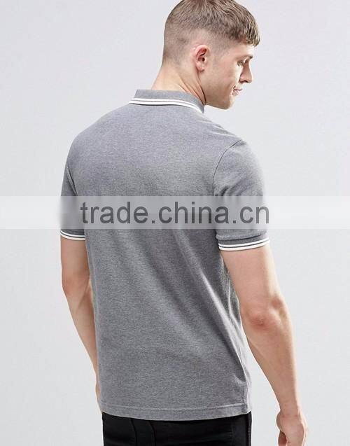 OEM wholesale men grey 100% cotton pique plain slim fit polo shirt