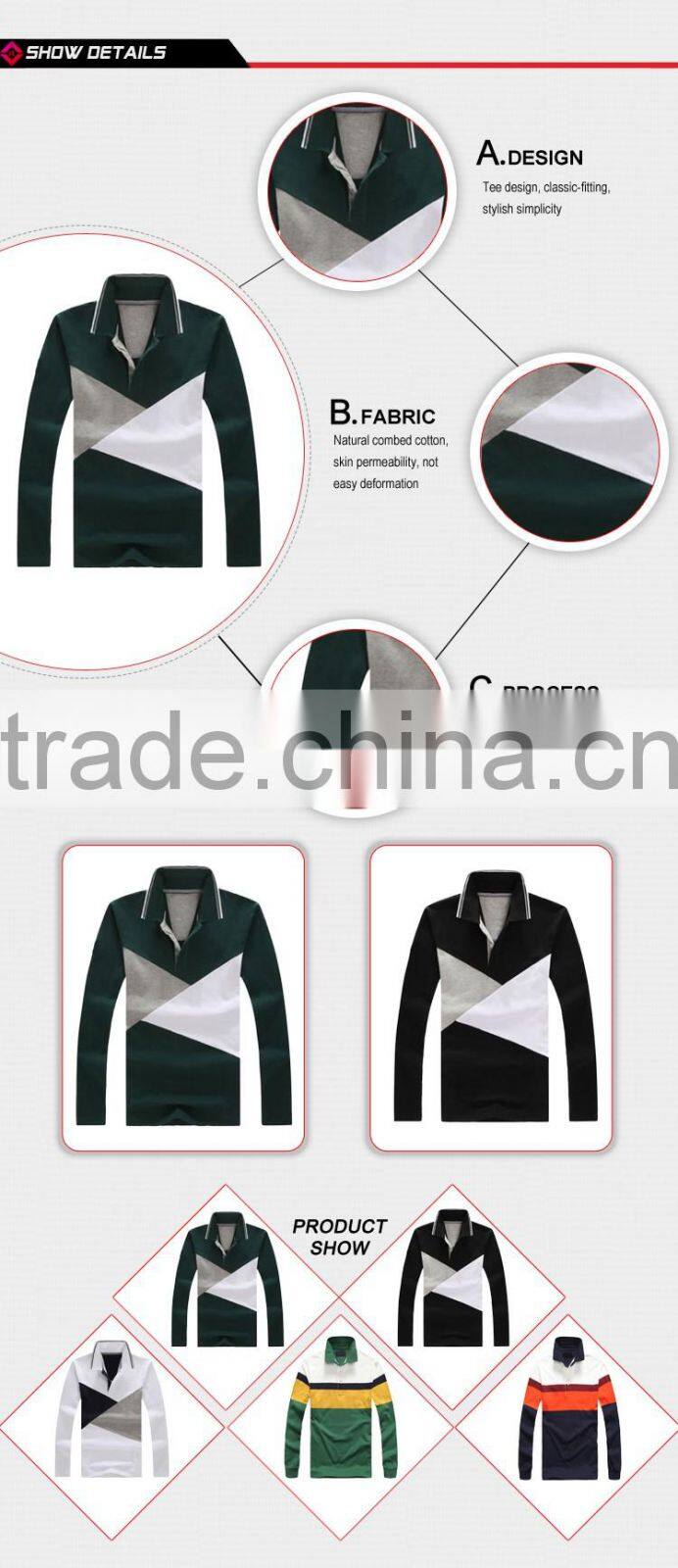 Casual comfortable 100% cotton polo shirt long sleeve