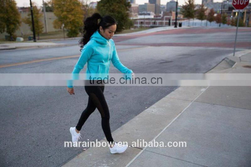 Teal Cotton French Terry Womens Layered Hoodie Gym Hoodie Fitness Clothing Tracksuit Top Raglan Long Sleeve Pullover Hoodie