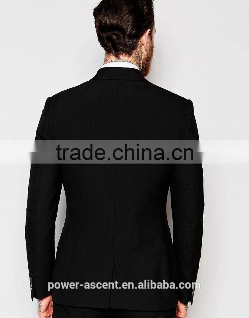 2016 mens super skiny double breasted black suit jacket