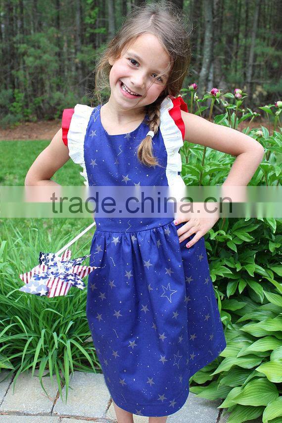 4th Of July Girls Cotton Frock Designs Ruffled Dress Summer