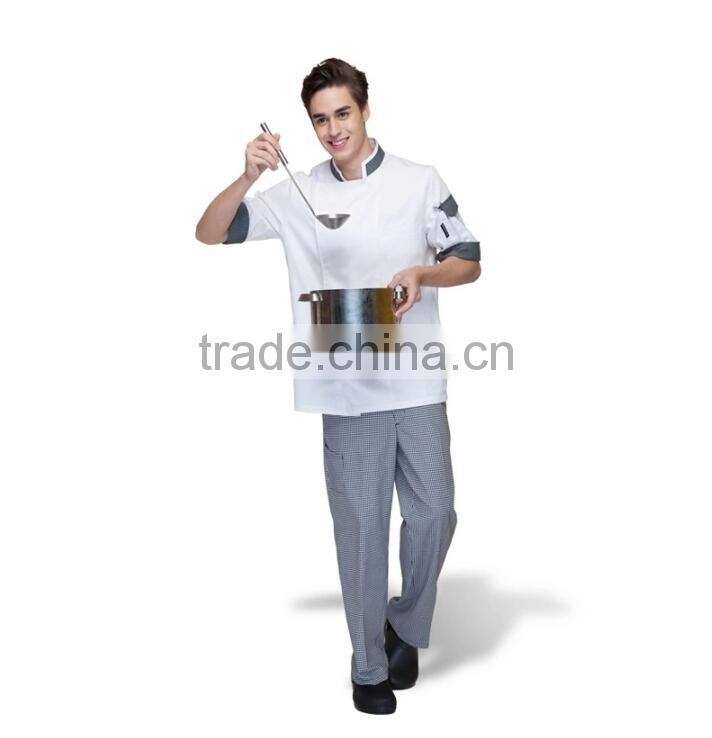 Juqian new fashion Man Chef's Short Sleeve Jacket Restaurant & Hotel Kitchen Chef Uniform colors