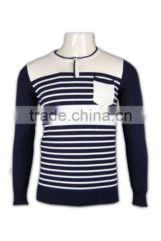 ISO9001/BSCI Manufature navy blue teenager striped pattern cardigan sweater