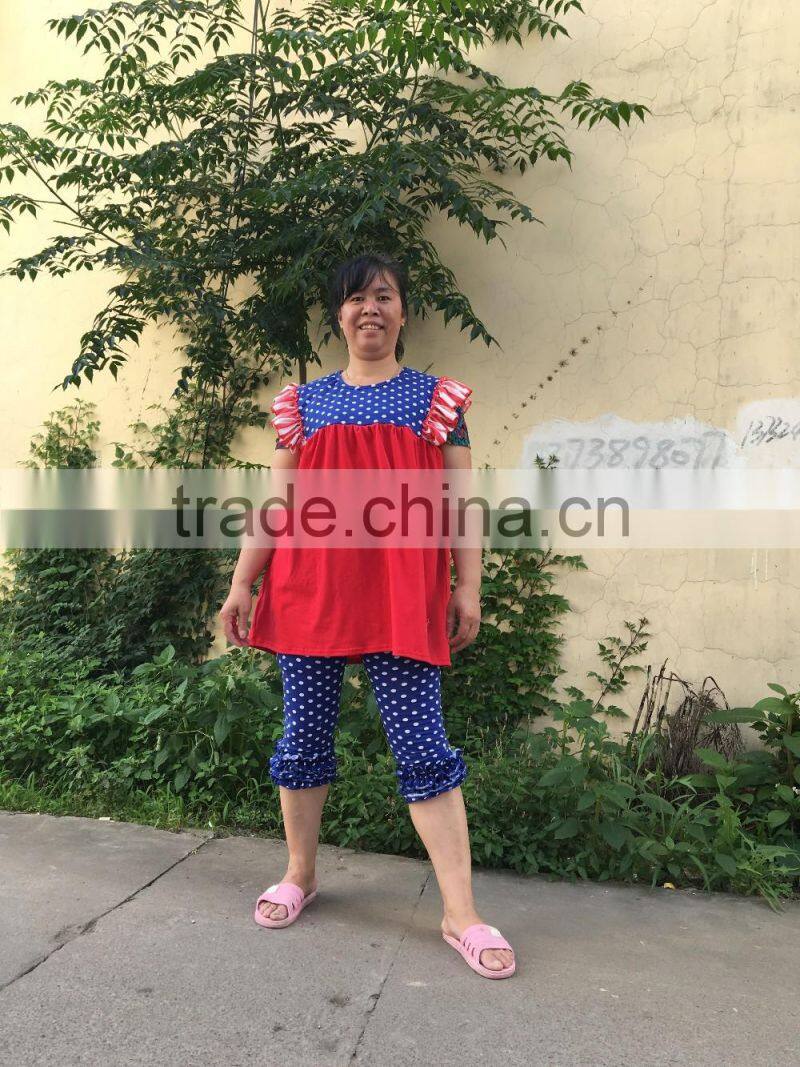 2017 New Design Wholesale Ruffle Womans Clothes Sets Girls Clothes Comfortablely And Beauty