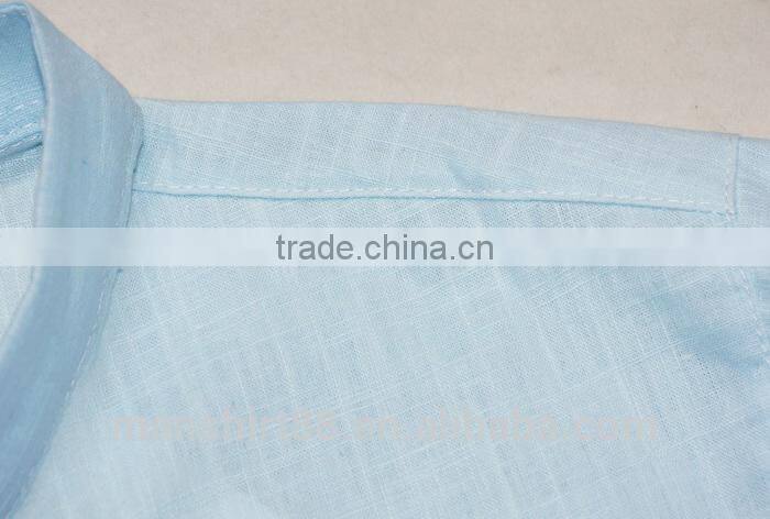 2016 latest design custom elegant sim fit mandarin collar linen shirt