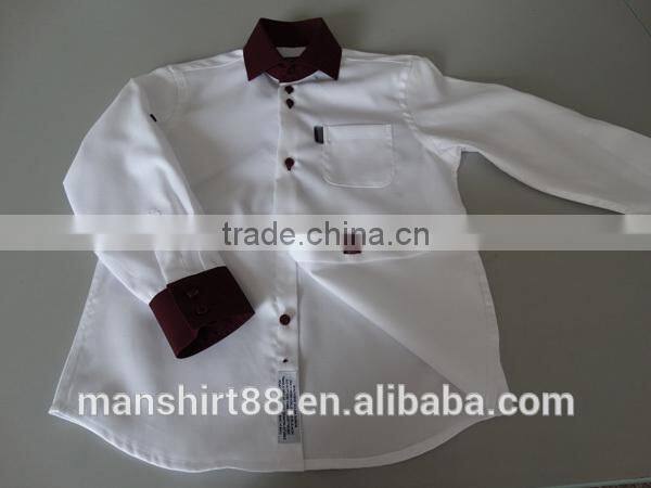 boy' s fancy long sleeve contrast spread collar and cuff casual shirt