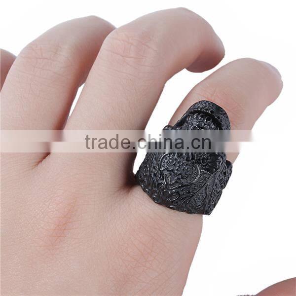 Titanium Steel Punk Unadjustable Rings Black Skull