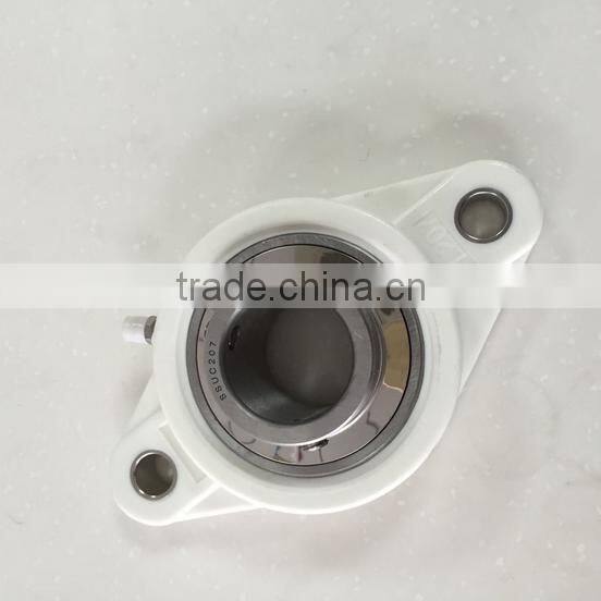 stainless steel pillow block bearing SUC207 with white plastic housing FL207