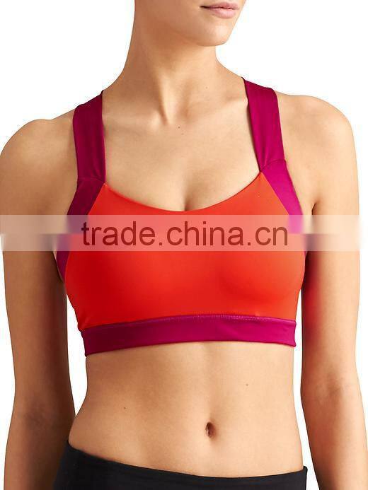 Wholesale Athletic Wear New Style Sexy Nylon Spandex X Back Two Colors Fitness Bra