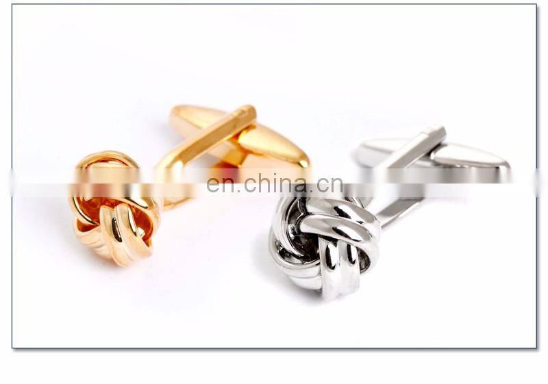 fashion jewelry 18k gold plated cufflinks high end metal knot cufflinks