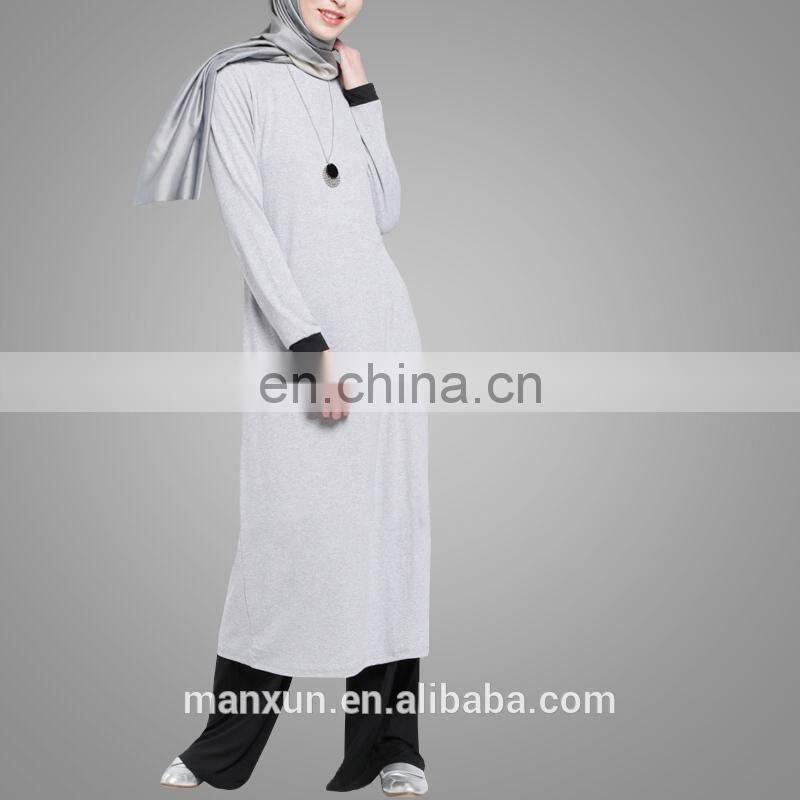New Design Adults Age Group Casual Women Islamic Clothing Muslim Autumn Suit Long Sleeve Side Slit Sportive Tunic Tops